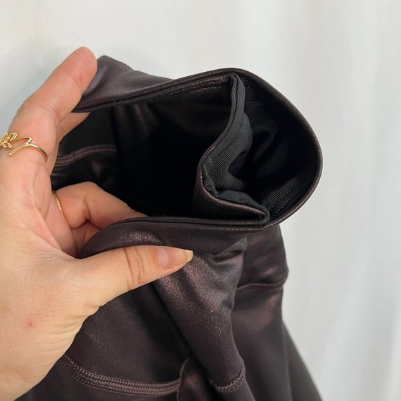 Athleta Elation Ultra Rise Shimmer Tight Leggings in Antique Burgundy, Size SP - Picture 9 of 12